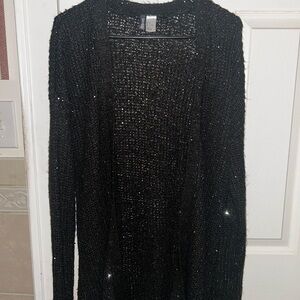 Sequin Black Knit Cardigan